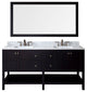 Virtu Winterfell 72" Double Bathroom Vanity, Espresso With Faucet and Mirror