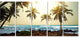 Rocky Tropical Beach with Palms, Seashore Canvas Art Print, 60"x28", 5 Panels