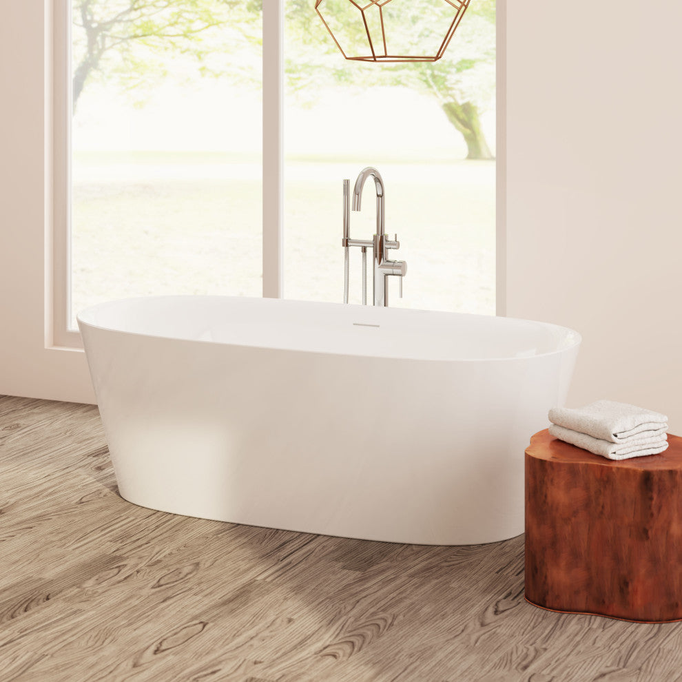 Perlato Lucca Freestanding Soaking Tub, White, 67"