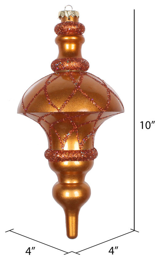 Vickerman Mt198788D 10" Copper Candy Finish Top Finial Ornament With Glitter