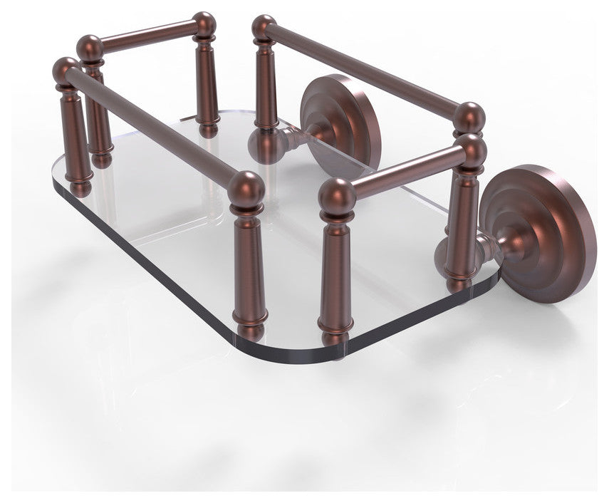 Que New Wall Mounted Glass Guest Towel Tray, Antique Copper