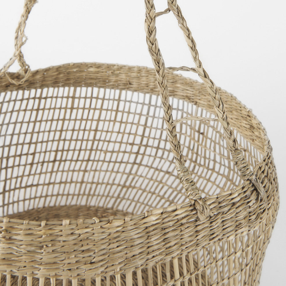 Set of Two Wicker Storage Baskets With Long Handles