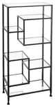 Maklaine Modern designed Metal and Glass Etagere in Black Finish