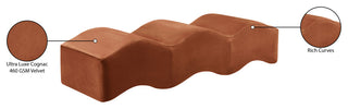 Wave Upholstered Bench, Cognac, Velvet