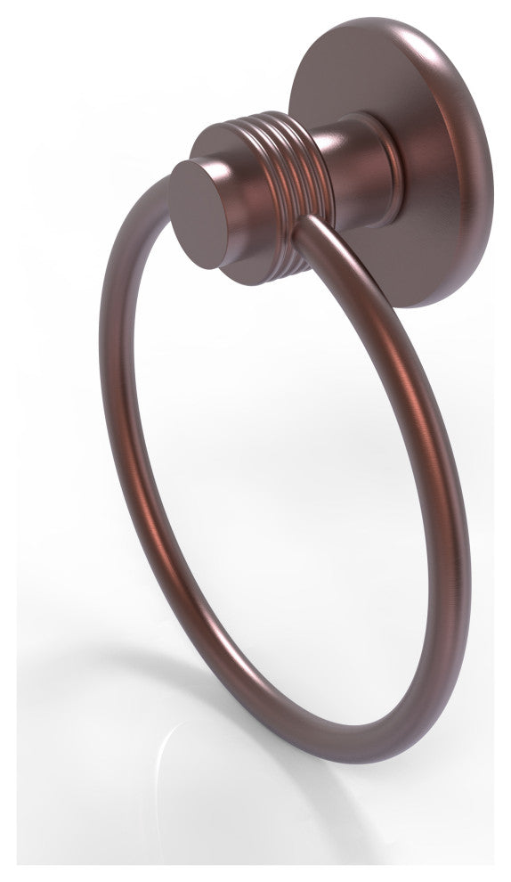 Mercury Towel Ring with Groovy Accent, Antique Copper