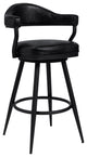 Amador Black Finish and Vintage Black Faux Leather Barstool, 30"