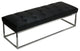 Biago Contemporary Oversized Tufted Long Bench, Black Leather Like Vinyl