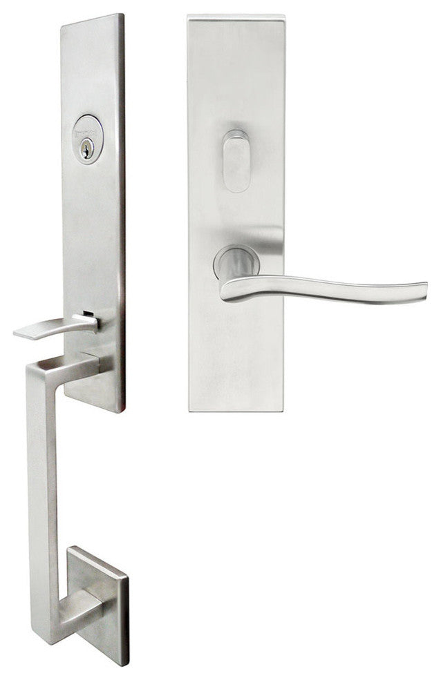 Waterfall Lever, Mortise Entry Handleset, Left Hand, Satin Stainless Steel