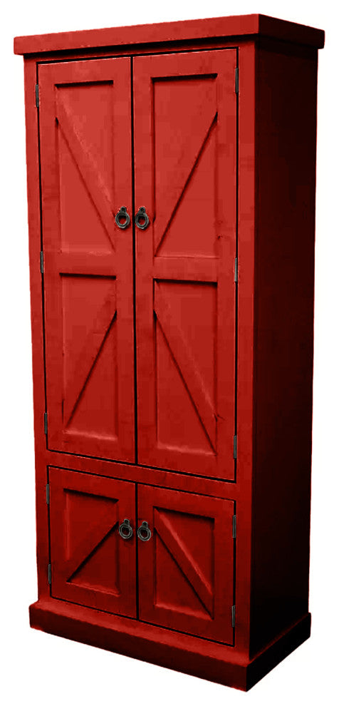 Rustic Kitchen Pantry Cabinet, Perssimon Red