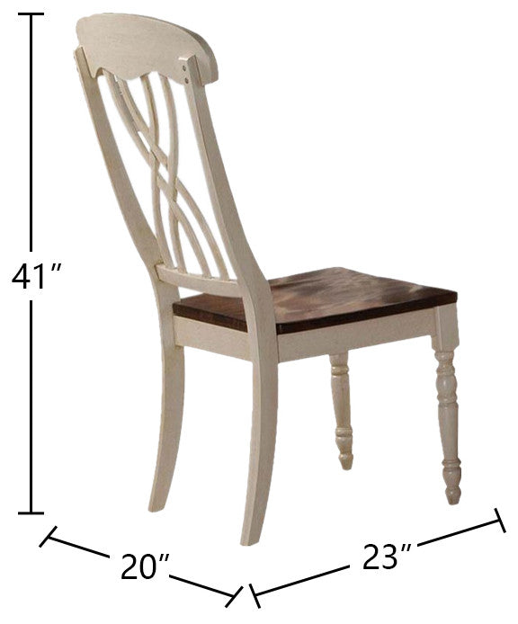 Set of 2 Wood Side Chair, Buttermilk/Oak Finish