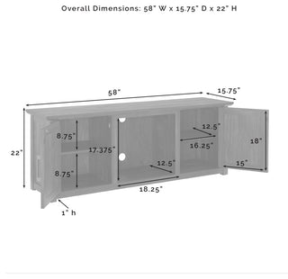 Camden 58" Low Profile TV Stand With Fireplace Black