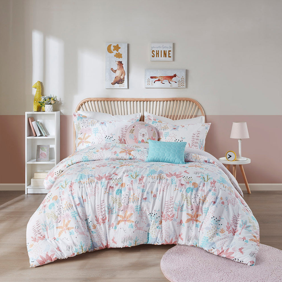 Kids Iris Forest Animal Friends Comforter Set, Full/Queen
