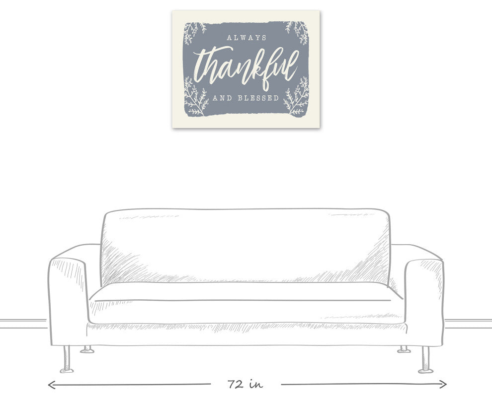 Always Thankful Blue Cream 2 24"x30" Canvas Wall Art