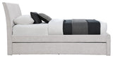 Myles Upholstered Trundle Bed, Cream, Twin, Chenille Fabric