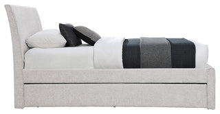 Myles Upholstered Trundle Bed, Cream, Twin, Chenille Fabric
