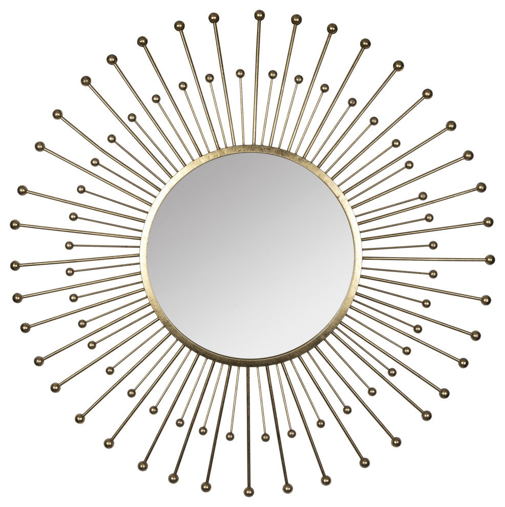 Gold Sunburst Round Wall Mirror