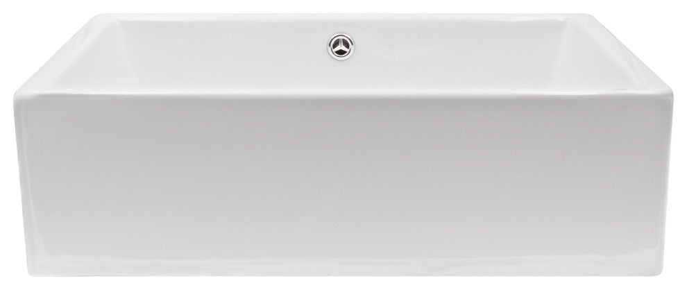 NP-018131 Rectangular White Porcelain Vessel Sink, Overflow Drain Option, Oil Rubbed Bronze