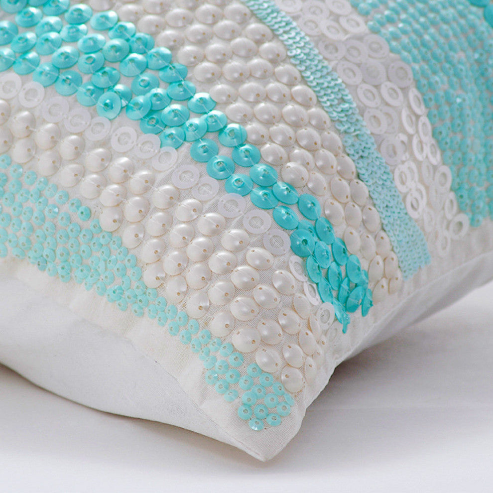 Blue Decorative Pillow Covers 12"x12" Silk, Frozen In Time
