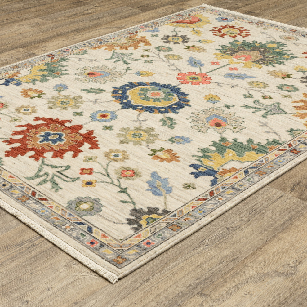 Leoness Vintage Traditional Ivory/ Multi Area Rug, 2' x 3'