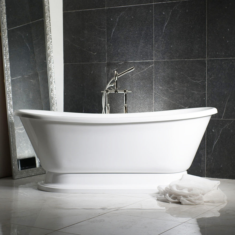 SanSiro 67" Air Jetted 'Fiamatta-67Air' Acrylic French Bateau Tub