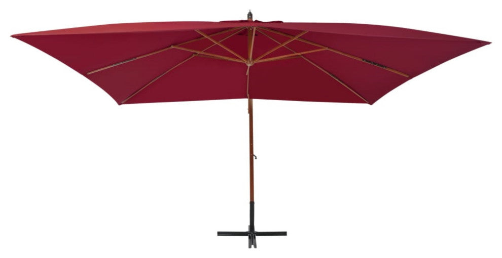 Vidaxl Cantilever Umbrella With Wooden Pole 157.5"x118.1" Bordeaux Red
