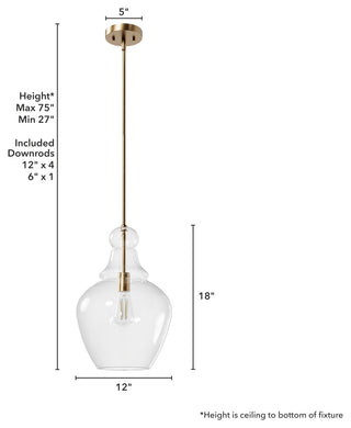 Hunter Maple Park Alturas Gold With Clear Glass 1 Light Pendant Light Fixture