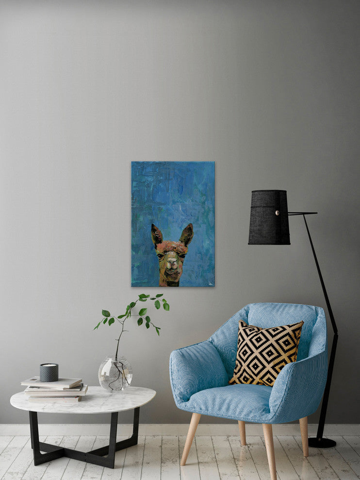 "What up Llama" Painting Print on Wrapped Canvas, 8"x12"