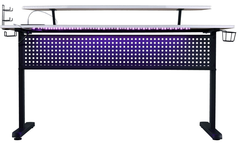 Acme Vildre Gaming Table With USB Port Black and White Finish