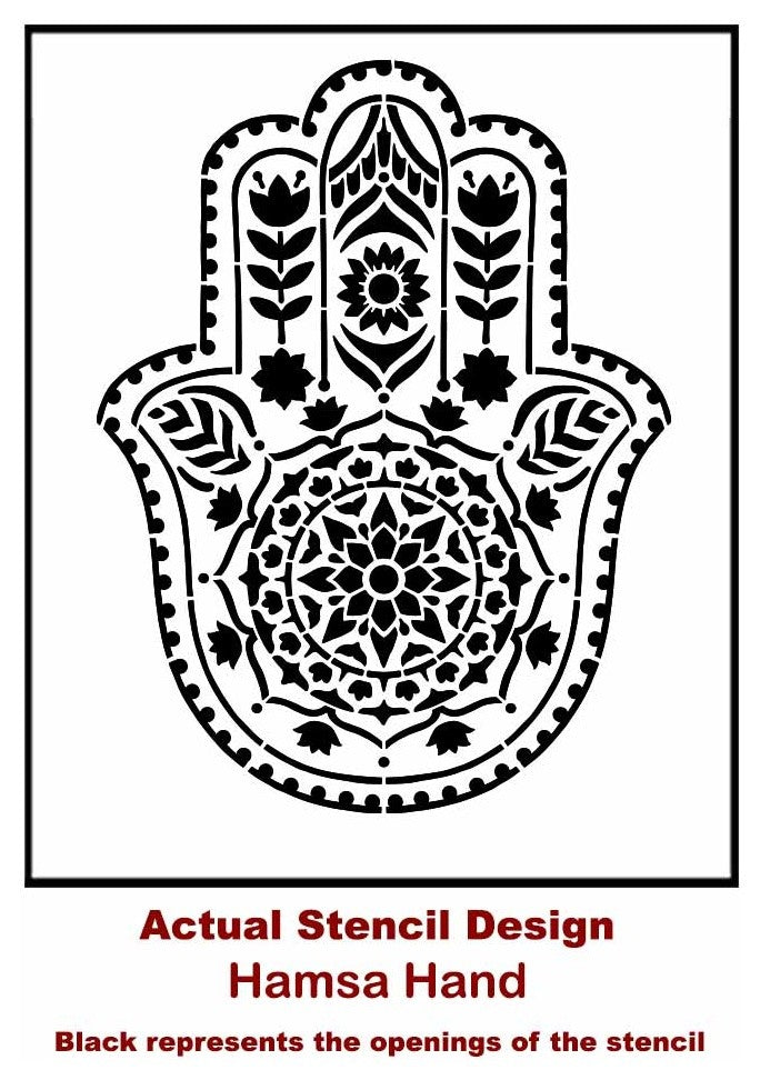 Mandala Stencil Hamsa Hand, Reusable For Walls, Small