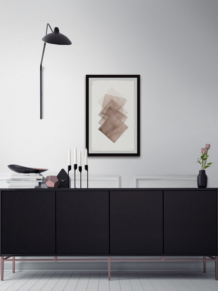 "Five Brown Squares" Framed Painting Print, 30"x45"