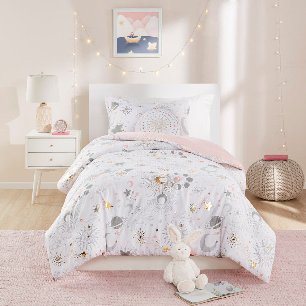 Mi Zone Kids Celia Starry Sky Metallic Comforter Set with Throw Pillow