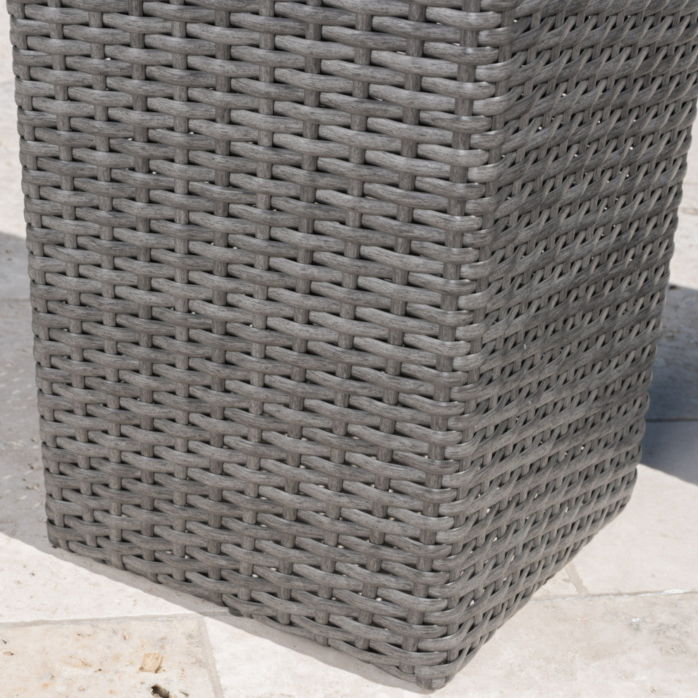GDF Studio 2-Piece Eden Outdoor Wicker Flower Pots, Gray