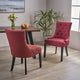 Summer Contemporary Tufted Dining Chairs, Set of 2, Red, Fabric