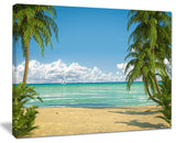 "Palms at Caribbean Beach" Seashore Canvas Photo Print, 40"x30"