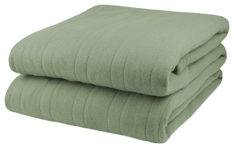 Biddeford Comfort Knit Fleece Electric Heated Warming Throw Blanket Sage Green