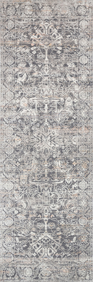 High Low Pile Lucia LUC-03 Area Rug by Loloi II, Steel/Ivory, 2'8"x10'