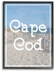 Cape Cod Beach Typography Vintage, 11"x14", Framed Giclee Texturized Art