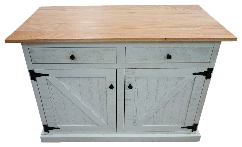 Farmhouse / Barn Style Kitchen Island, Distressed White