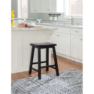 Bowery Hill 24" Transitional Wood Backless Saddle Seat Counter Stool in Black