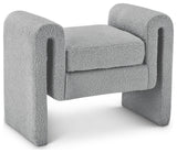 Stylus Boucle Fabric Upholstered Bench, Grey, 31.5" Wide