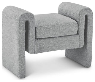 Stylus Boucle Fabric Upholstered Bench, Grey, 31.5" Wide