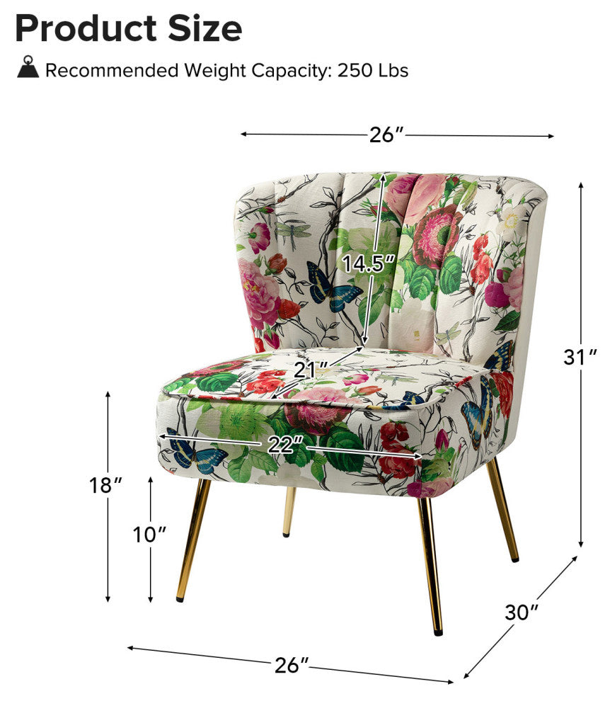 Accent Side Chair With Tufted Back, Ivory