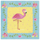 "Flamingo Dance I Sq Border" Digital Paper Print by Farida Zaman, 32"x32"