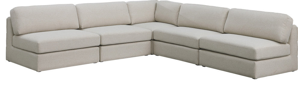 Beckham Linen Textured Fabric 5-Piece Modular L-Shaped Sectional, Beige