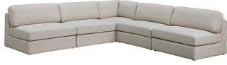Beckham Linen Textured Fabric 5-Piece Modular L-Shaped Sectional, Beige