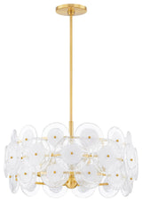 Zoella Five Light Chandelier, Aged Brass