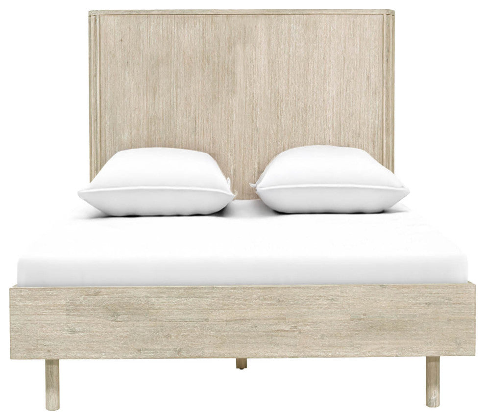 Oasis Acacia Wood Platform Bed, Beige, Single