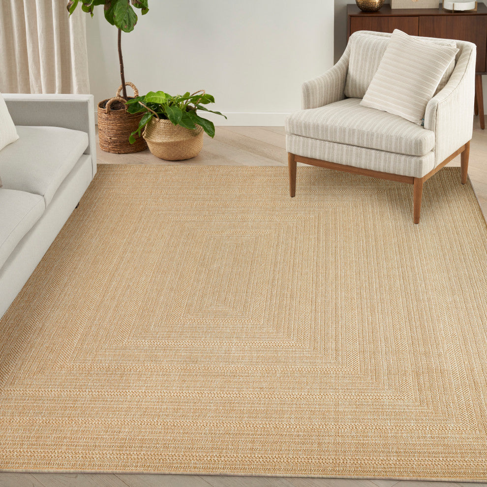 Nourison Tulum 10' x 14' Taupe Ivory Outdoor Rug