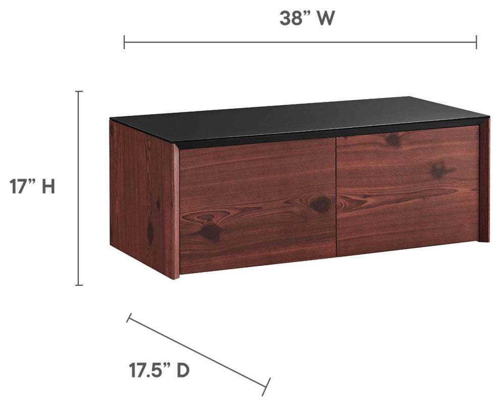 Kinetic 49" Wall-Mount Office Desk With Cabinet and Shelf, Black Cherry