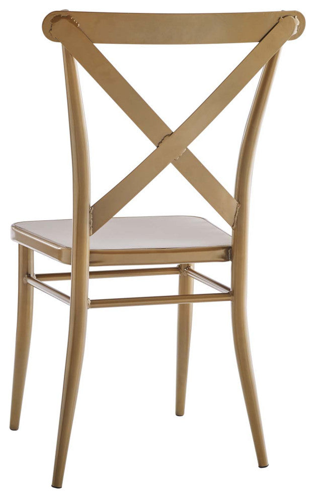 Side Dining Chair, Set of 2, Metal, Gold, Modern, Bistro Restaurant Hospitality